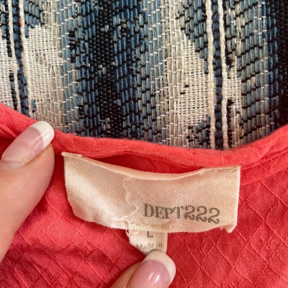 DEPT 222 coral Sleeveless summer top size L - Picture 4 of 4